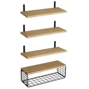 Étagère Flottante à 5 Niveaux en Bois et Acier - Support Mural Imperméable pour Salle de Bain - 40 cm