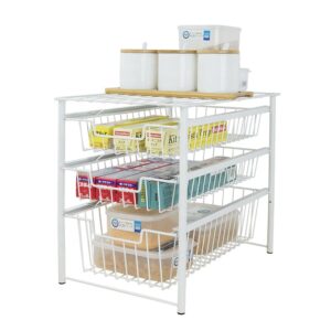Organisateur Sous Évier Coulissant à 3 Niveaux en Acier - Support de Rangement pour Cuisine et Salle de Bain - 41 cm