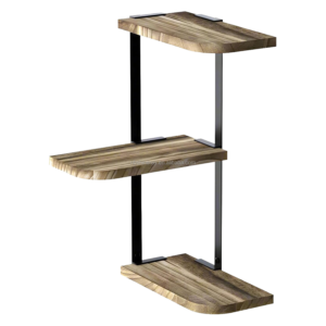 Étagère d'Angle à 3 Niveaux en Bois et Acier - Support de Cuisine Moderne et Robuste - 43 cm