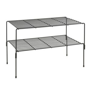 Étagère de Cuisine Extensible et Empilable à 2 Niveaux - Support de Comptoir pour Épices en Acier - Noir/Crème