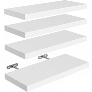 Lot de 4 Étagères Flottantes en Bois et Fer - Support Mural Rustique pour Chambre et Salon - 40 cm